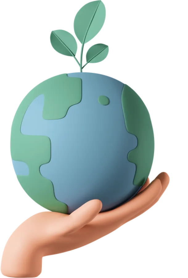 Mano che tiene pianeta terra rappresenta i servizi di mobilità sostenibile.
