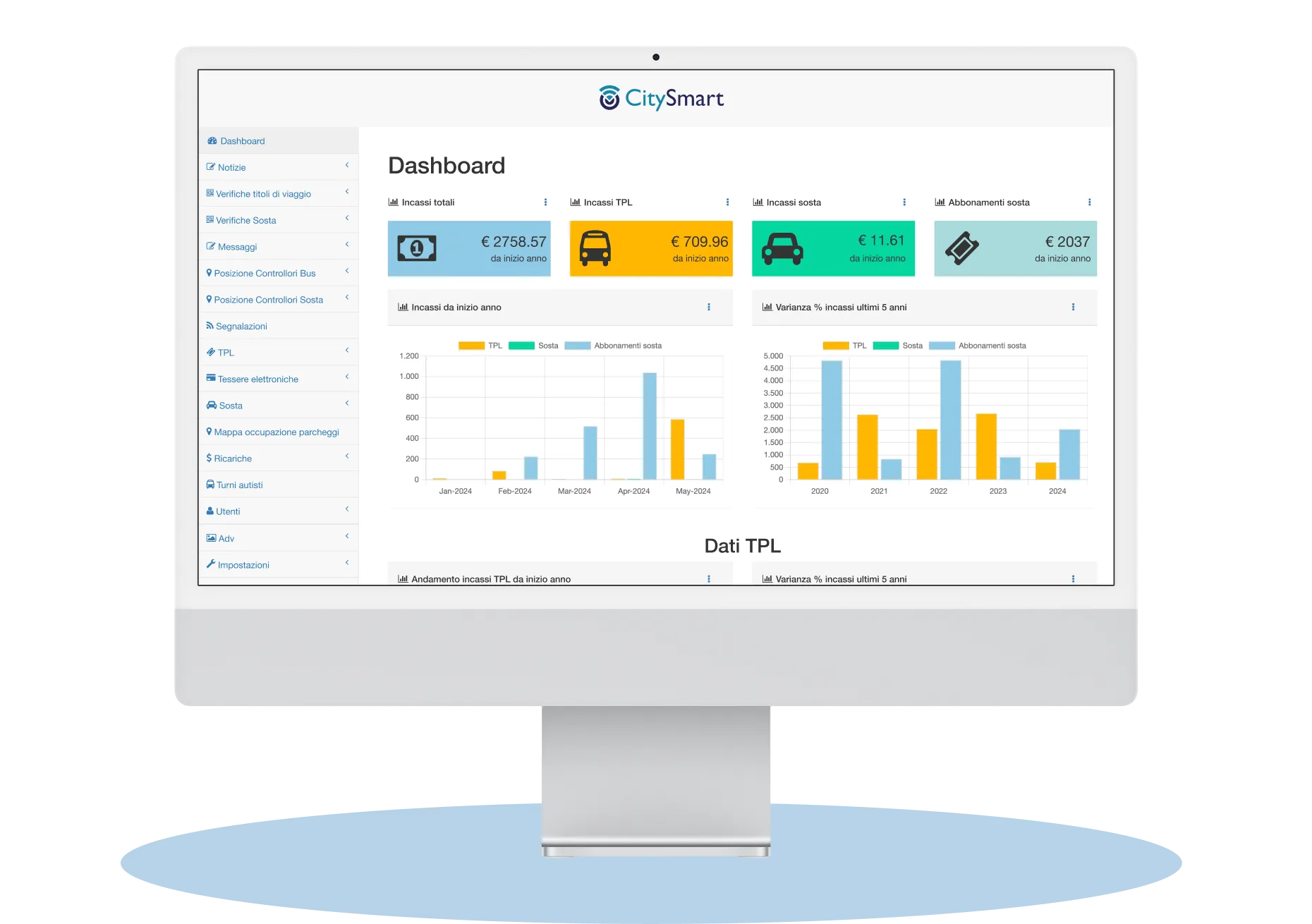 Desktop mostra il backoffice di CitySmart che rende semplice e accessibile a tutti la Mobility as a Service.